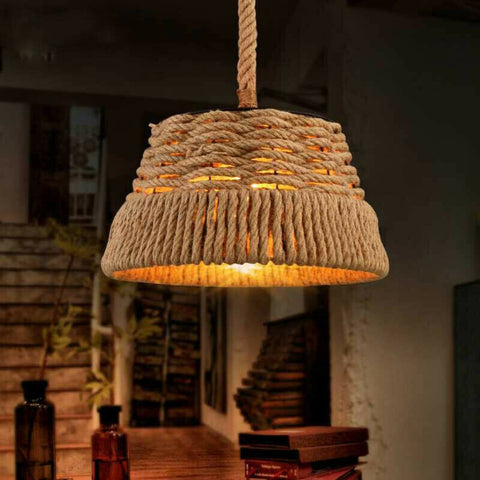 Hemp Rope Iron Industrial Light Loft Pendant Ceiling Retro Lamp Chandelier~2714