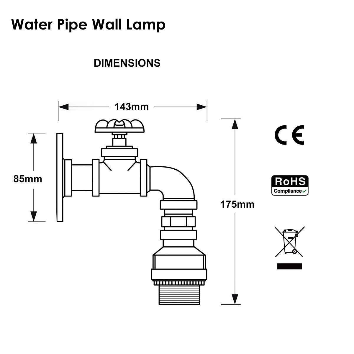 Rustic Red Wall Lights Industrial Metal Water Pipe Wall Lamp~2885 - LEDSone UK Ltd