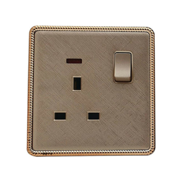 Gold Light Switch & Socket 1 Gang 13 A Screwless ~2455 – 1 Gang Socket