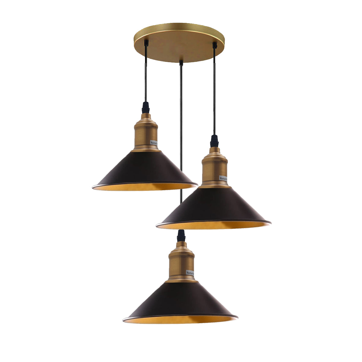 Three Outlet Black Pendant Light 3 Lights Modern Drop Hanging Light~1508 - LEDSone UK Ltd