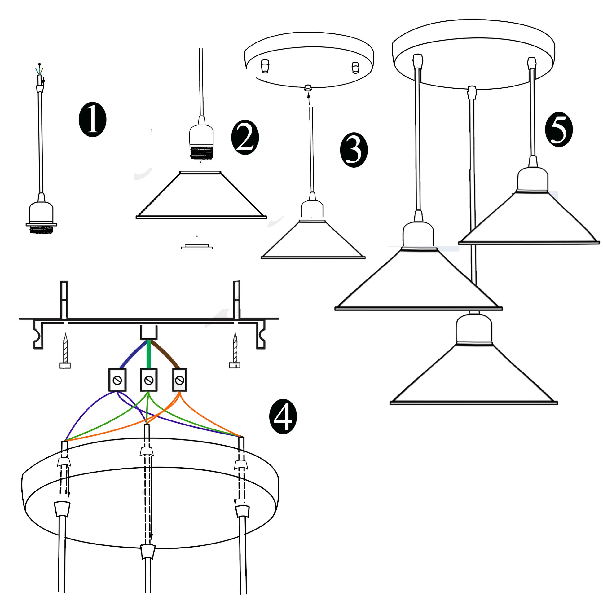 Three Outlet Black Pendant Light 3 Lights Modern Drop Hanging Light~1508 - LEDSone UK Ltd