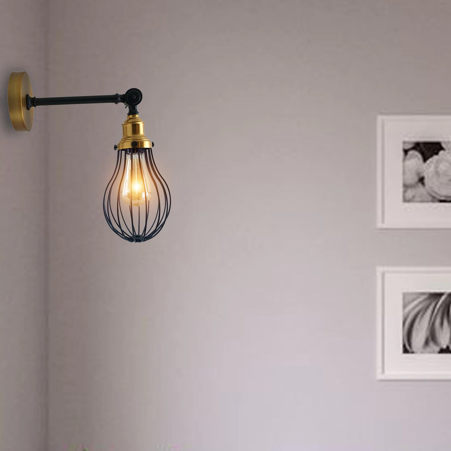 Black Wall Light Fitting Metal Big Vase Shape Shade Sconce Indoor Light Fittings~3479 - LEDSone UK Ltd