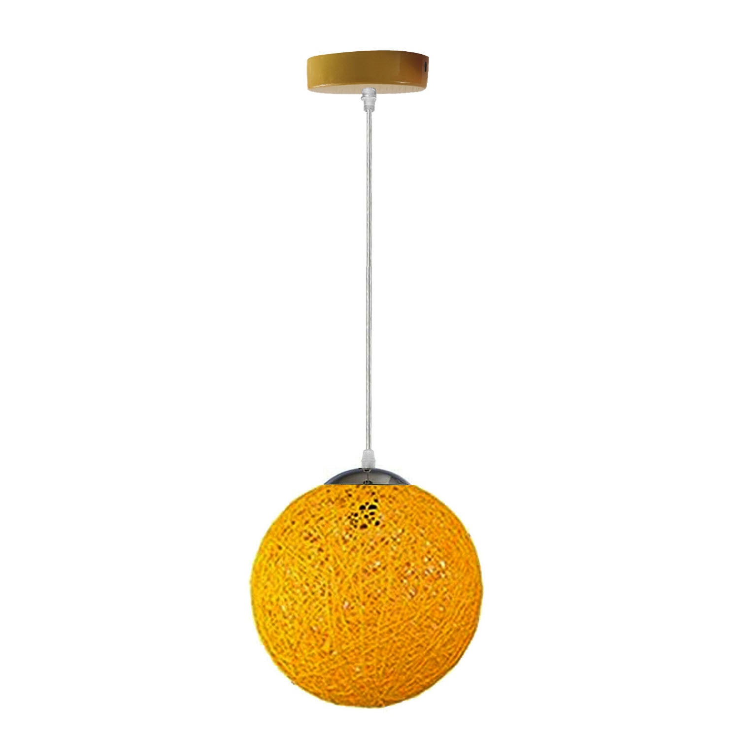 Yellow Modern Lattice Wicker Rattan Globe Ball Style Ceiling Pendant Light Lampshade~3642 - LEDSone UK Ltd