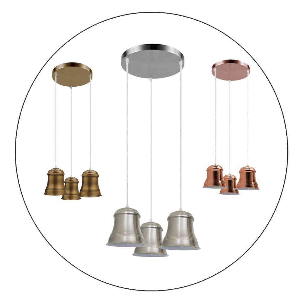 Vintage Industrial 3 Head E27 Hanging modern Ceiling Pendant Light Lamp Shade~2094 - LEDSone UK Ltd