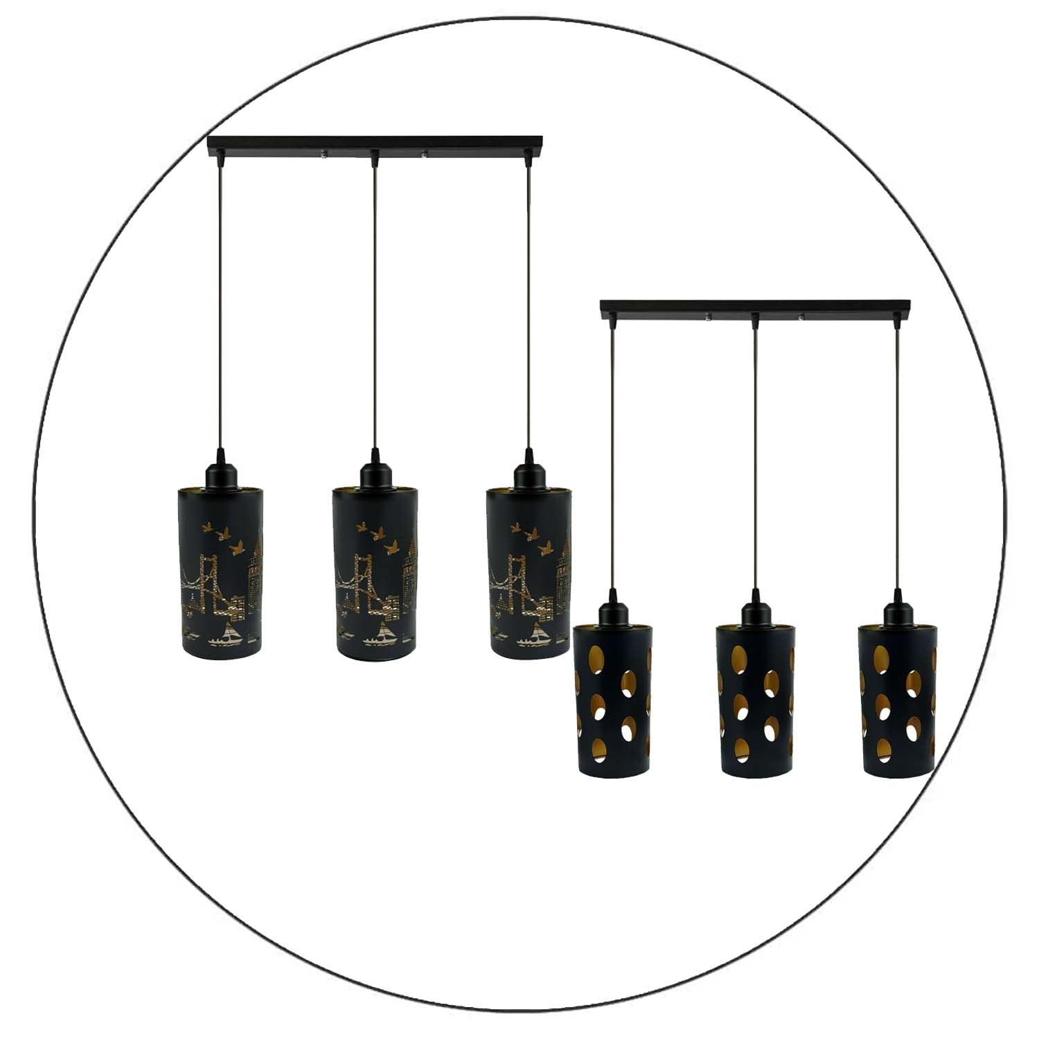 Modern Retro Style 3 Way Pendant Hanging Pattern Light Shade Lampshades~2092 - LEDSone UK Ltd