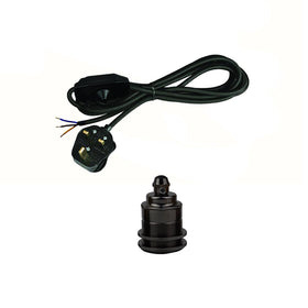 Lámpara colgante con cable flexible de tela de 2 m, con enchufe y regulador de intensidad, portalámparas E27, 2174