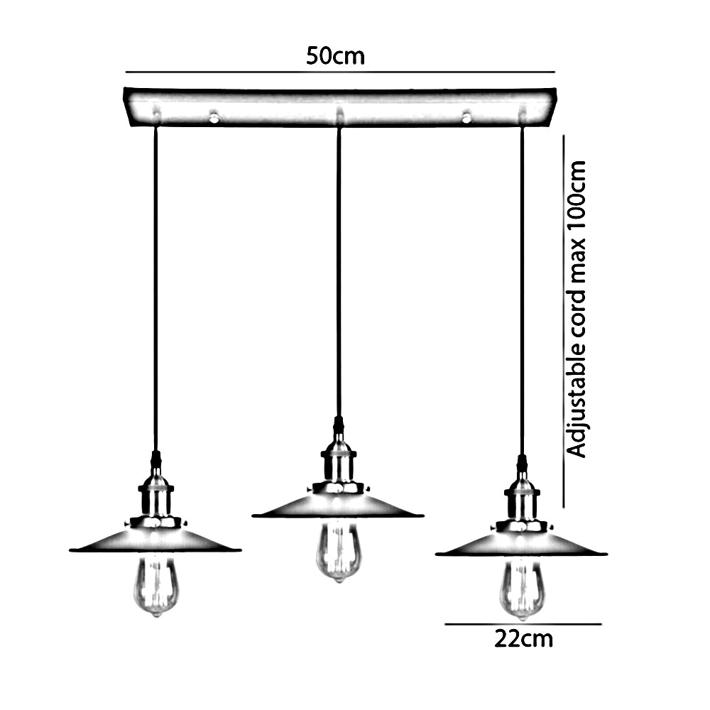 3 Way Modern Ceiling Pendant Cluster Light Fitting Industrial Pendant Lampshade~2139 - LEDSone UK Ltd