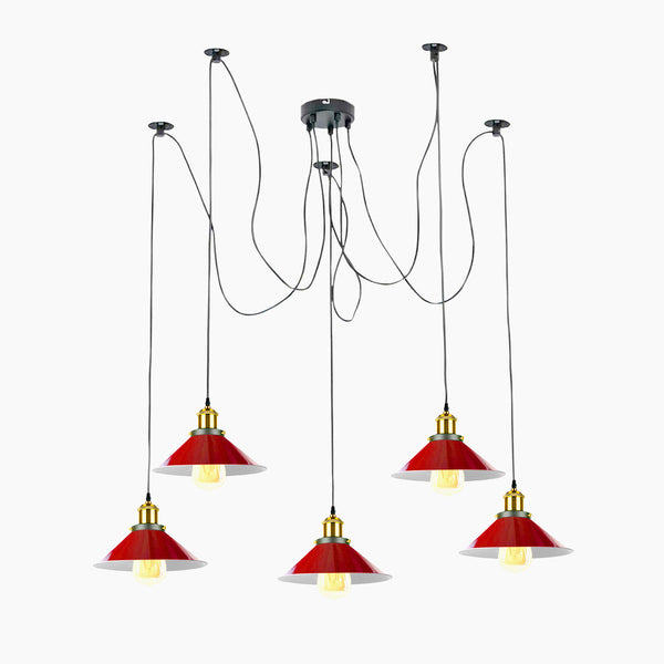 Lámpara de araña de 5 luces para techo de interior, color rojo, 4158 – Sí / 5 salidas