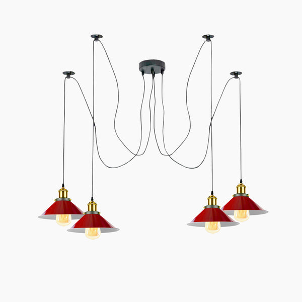 Lámpara de araña de 5 luces para techo de interior, color rojo, 4158 – Sí / 4 salidas