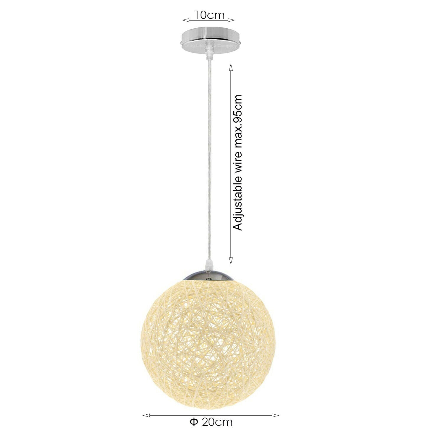 Modern Medium Cream Lattice Wicker Rattan Globe Ball Style Ceiling Pendant Light Lampshade~1809 - LEDSone UK Ltd