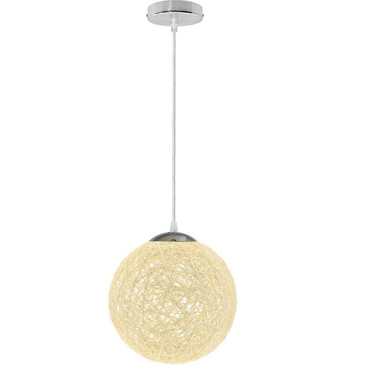 Modern Medium Cream Lattice Wicker Rattan Globe Ball Style Ceiling Pendant Light Lampshade~1809 - LEDSone UK Ltd