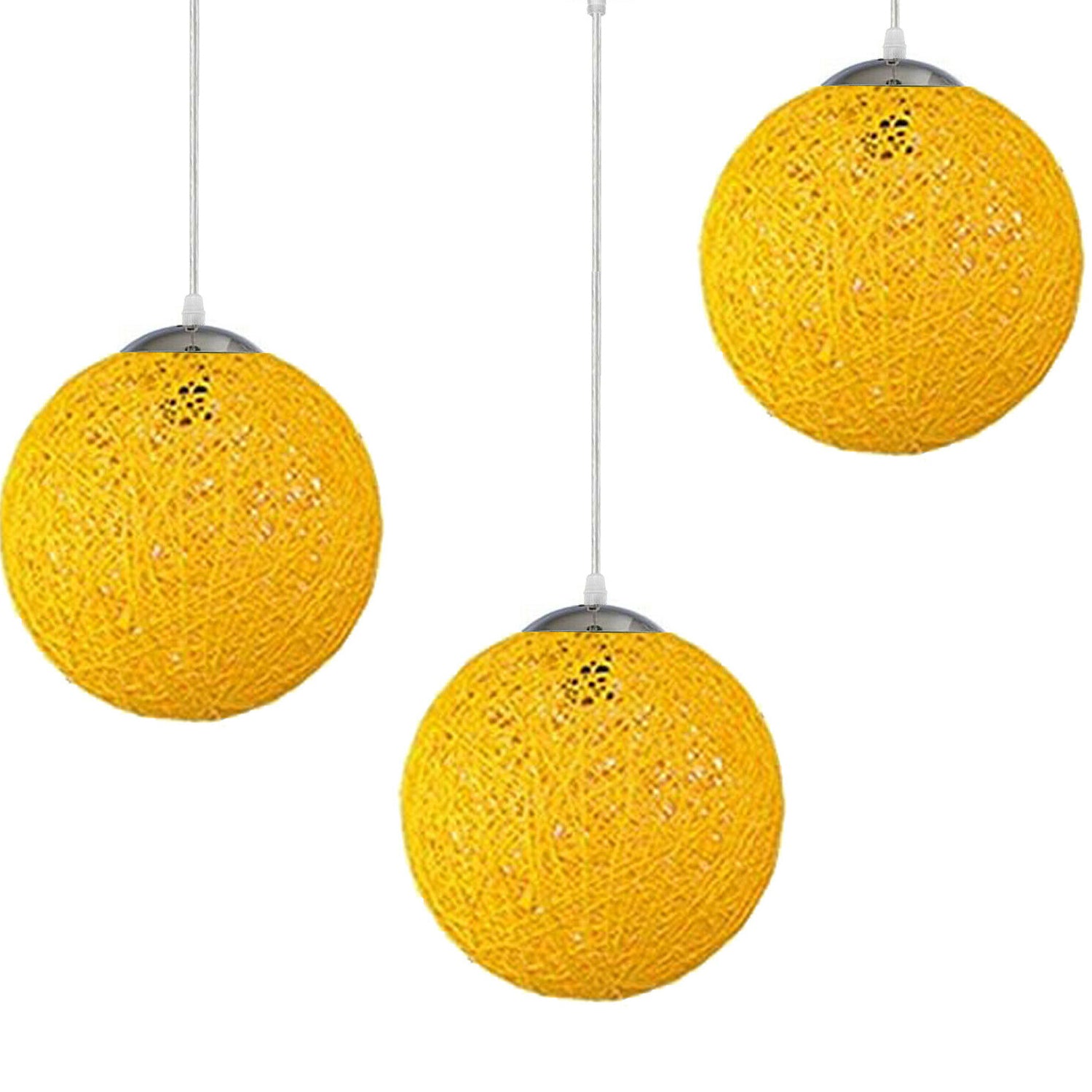 Yellow Modern Lattice Wicker Rattan Globe Ball Style Ceiling Pendant Light Lampshade~1813 - LEDSone UK Ltd