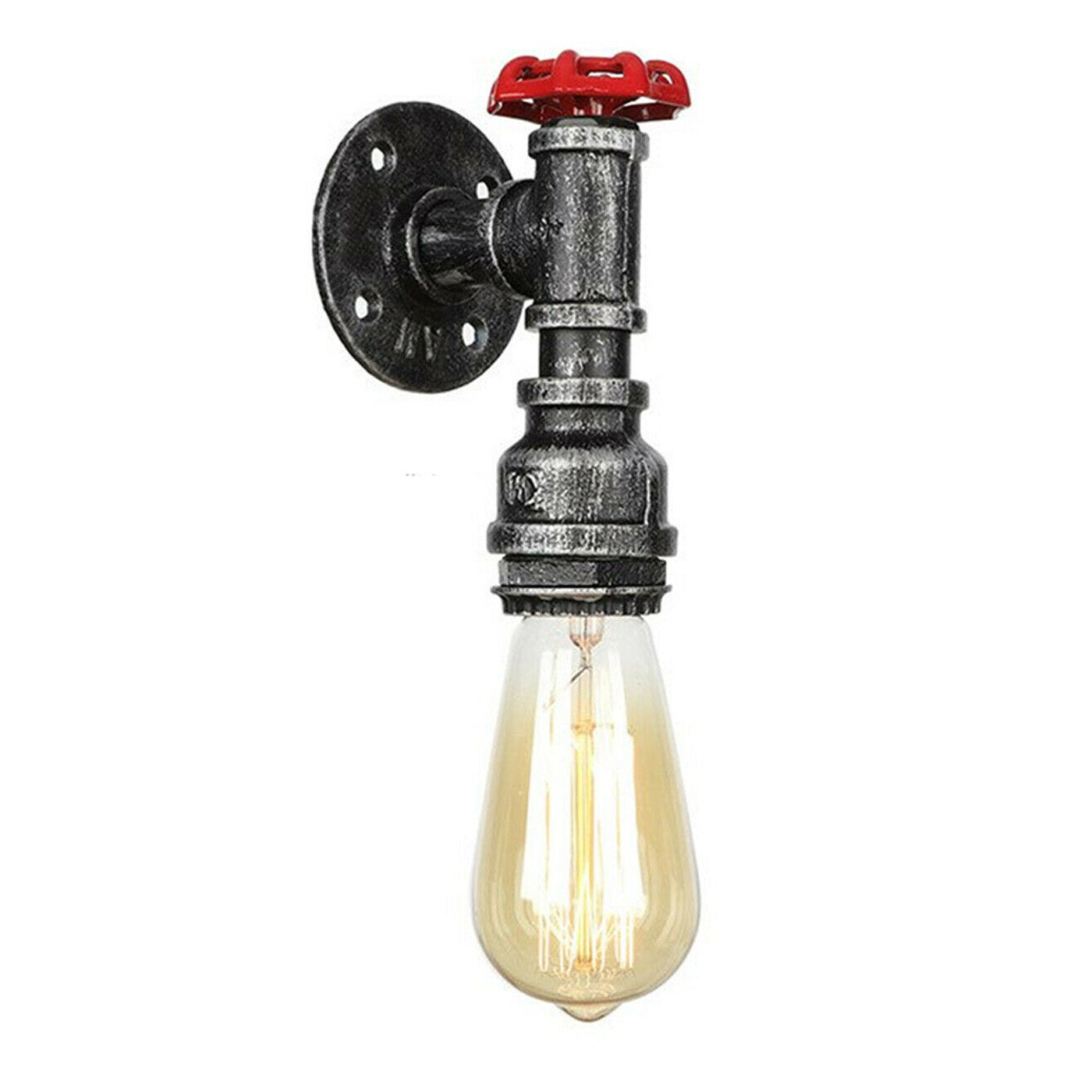 Vintage Brushed Silver Water Pipe Wall Sconce Light Holder with Wheel~2071 - LEDSone UK Ltd