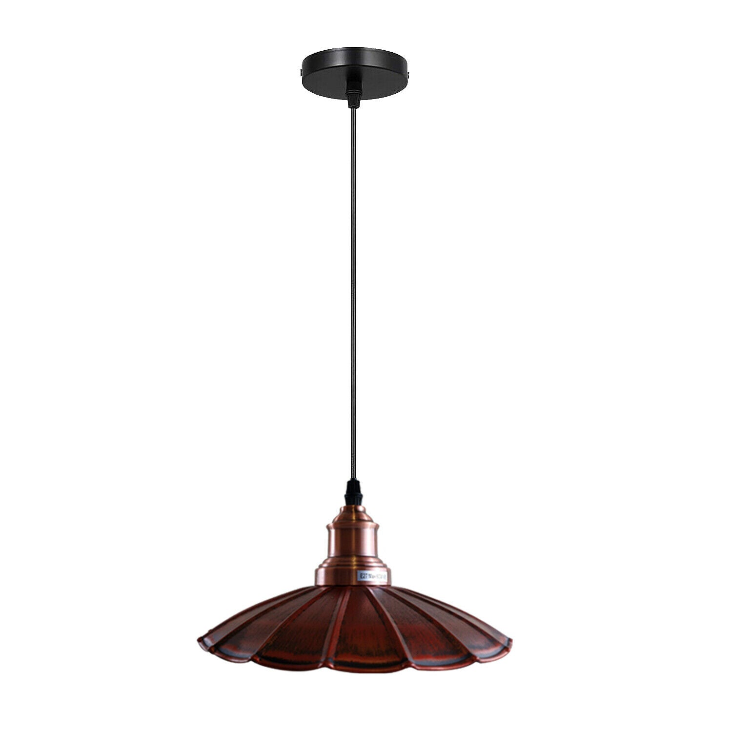 Rustic Red Wavy Metal Ceiling Pendant Light~1486 - LEDSone UK Ltd