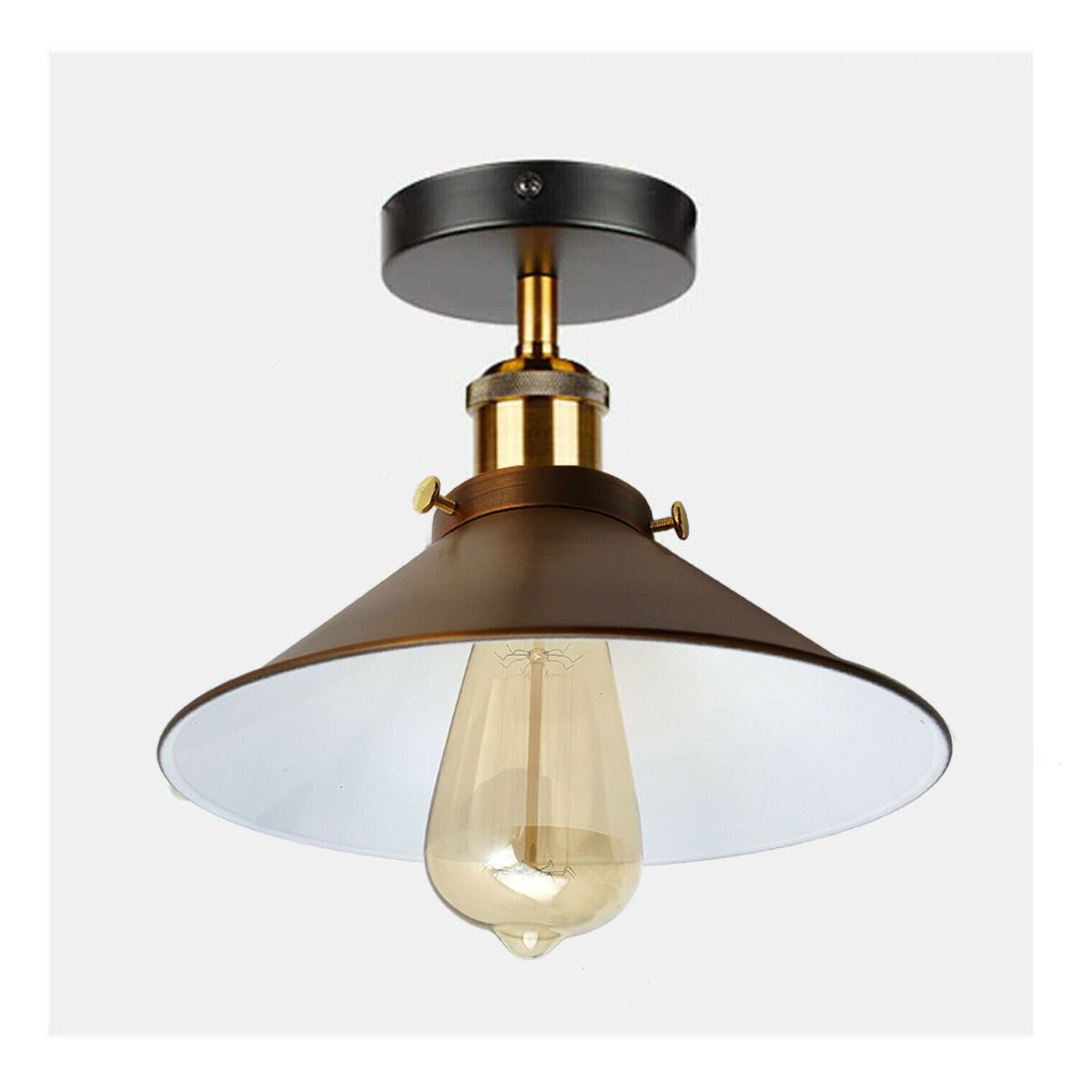 Vintage Industrial Ceiling Lights Retro Yellow Brass Shade Pendant Sconce Lamp~2598 - LEDSone UK Ltd