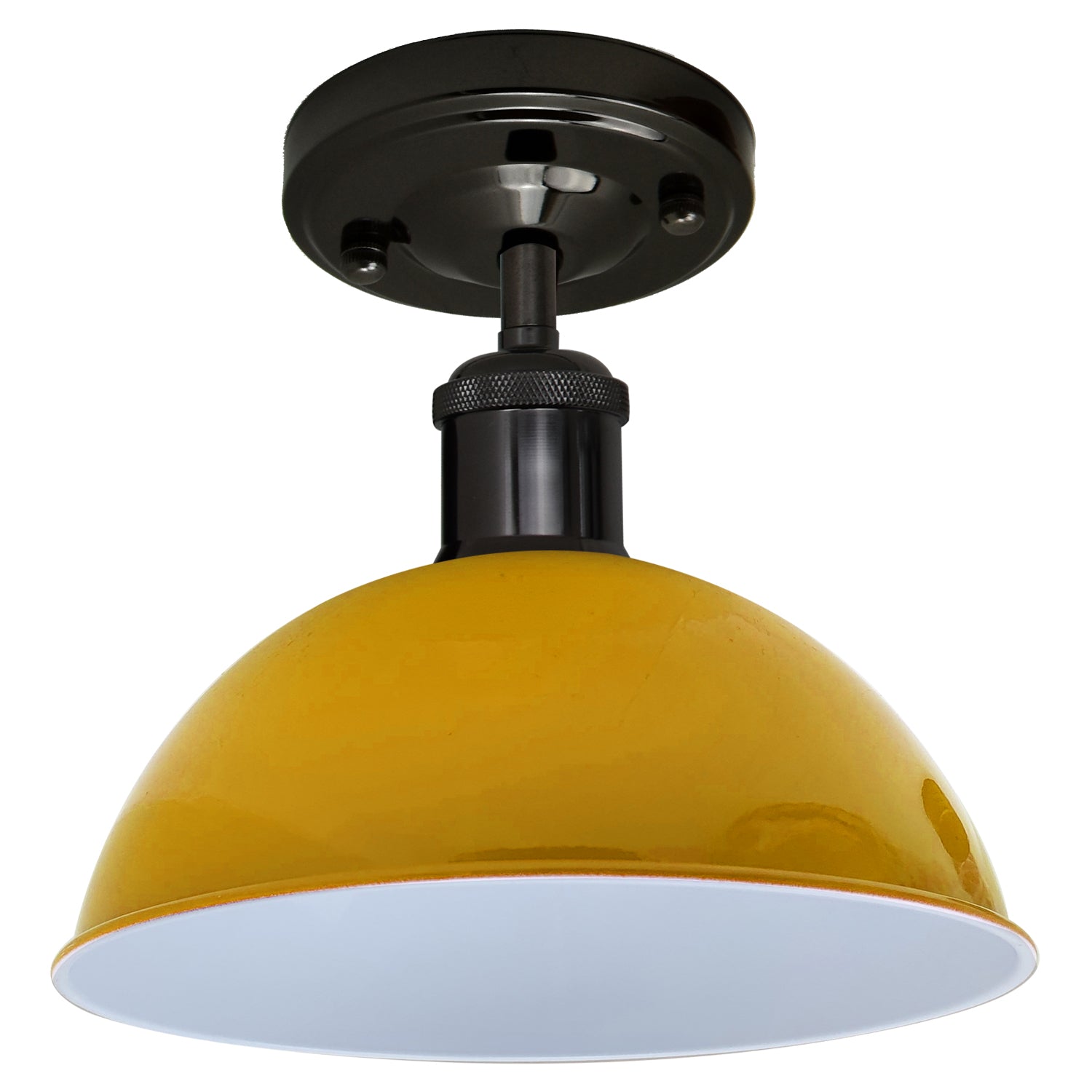 Vintage Industrial Loft Style Metal Ceiling Light Modern Yellow Dome Pendant Lampshade~1640 - LEDSone UK Ltd
