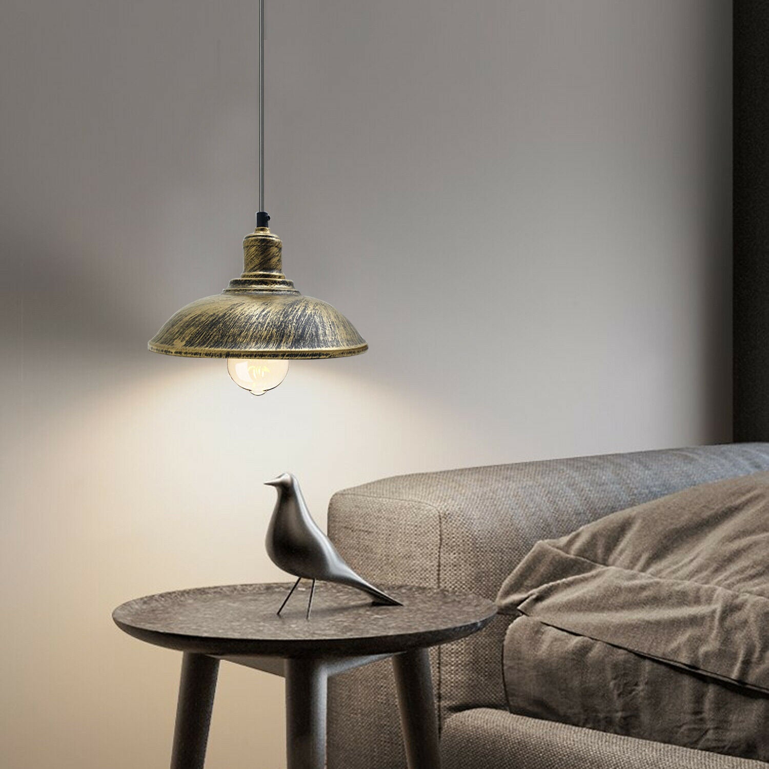 Brushed Brass Modern Vintage Industrial Ceiling Pendant Lamp Shade~1887 - LEDSone UK Ltd