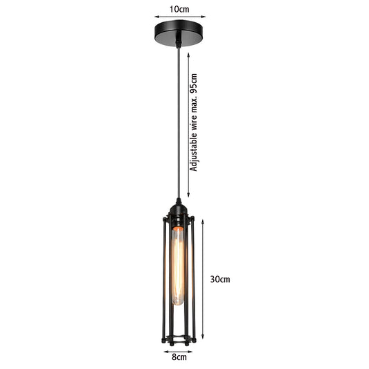 Black Long Wire Cage Lamp E27 Holder Lighting Kit~1494 - LEDSone UK Ltd