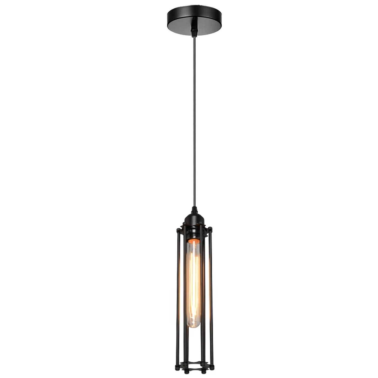 Black Long Wire Cage Lamp E27 Holder Lighting Kit~1494 - LEDSone UK Ltd