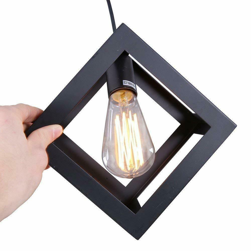 Ceiling Pendant Light Black Square Wire Cage Lamp Lighting~1493 - LEDSone UK Ltd