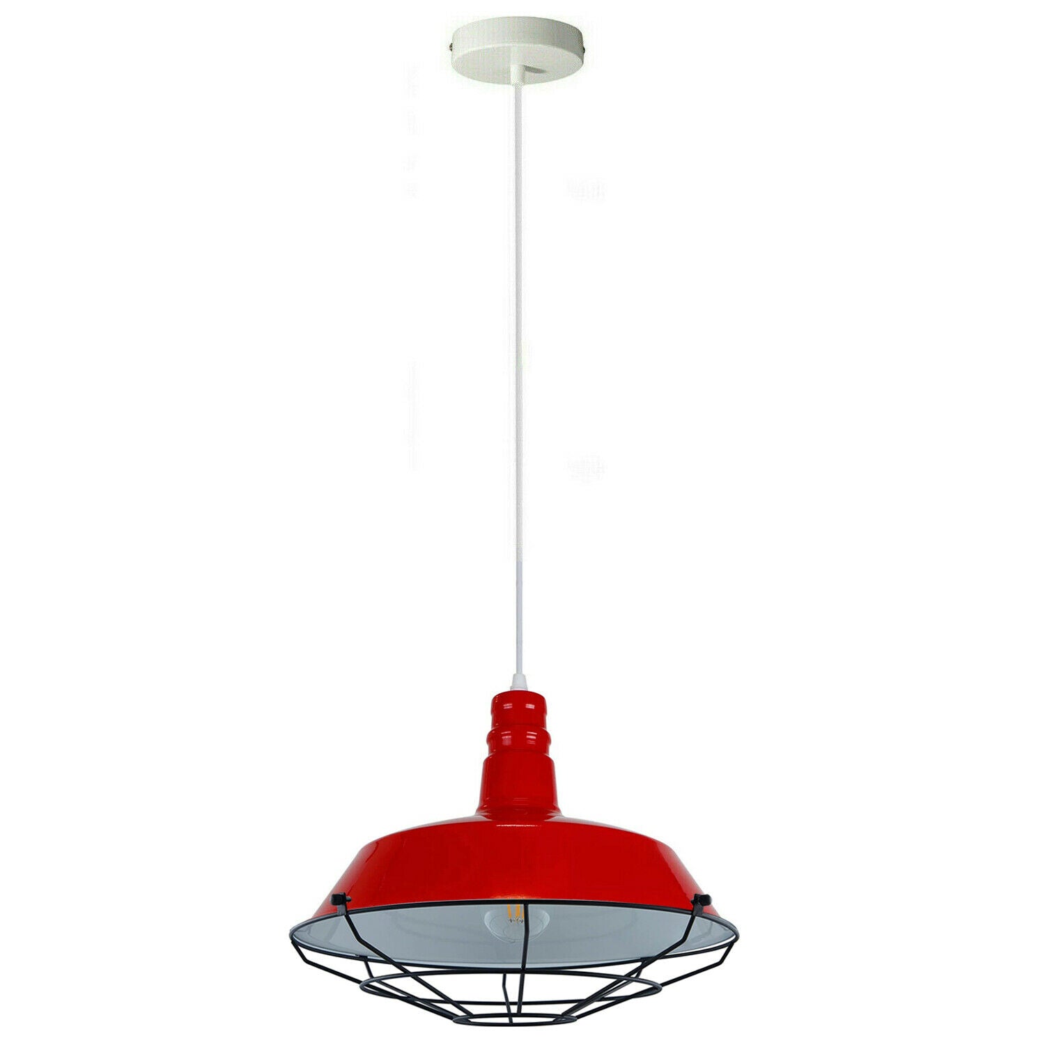 Red Pendant Light Industrial Single Ceiling Hanging Lighting Fixture~1550 - LEDSone UK Ltd