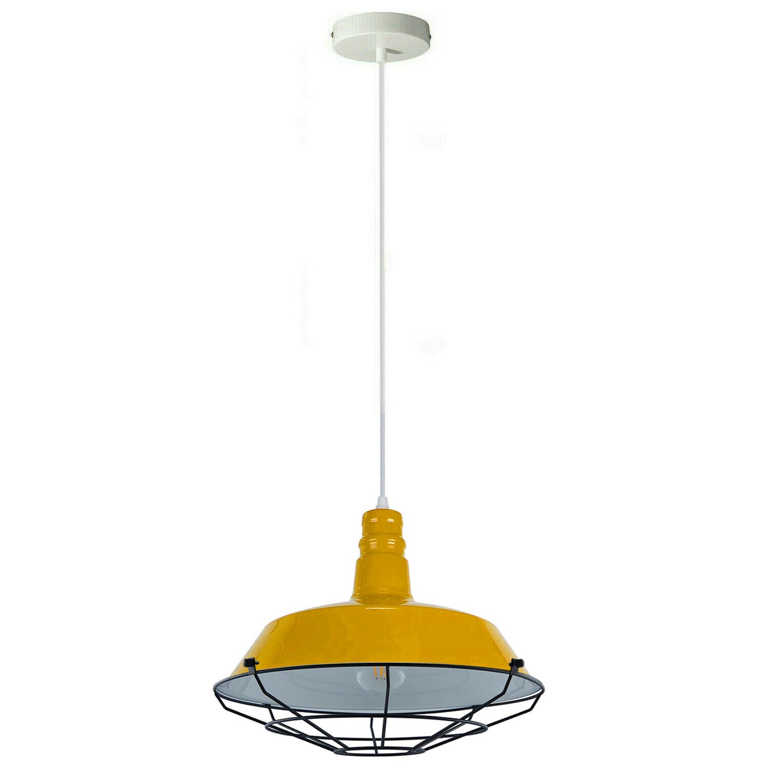 Yellow Pendant Light Industrial Single Ceiling Hanging Lighting Fixture~1548 - LEDSone UK Ltd