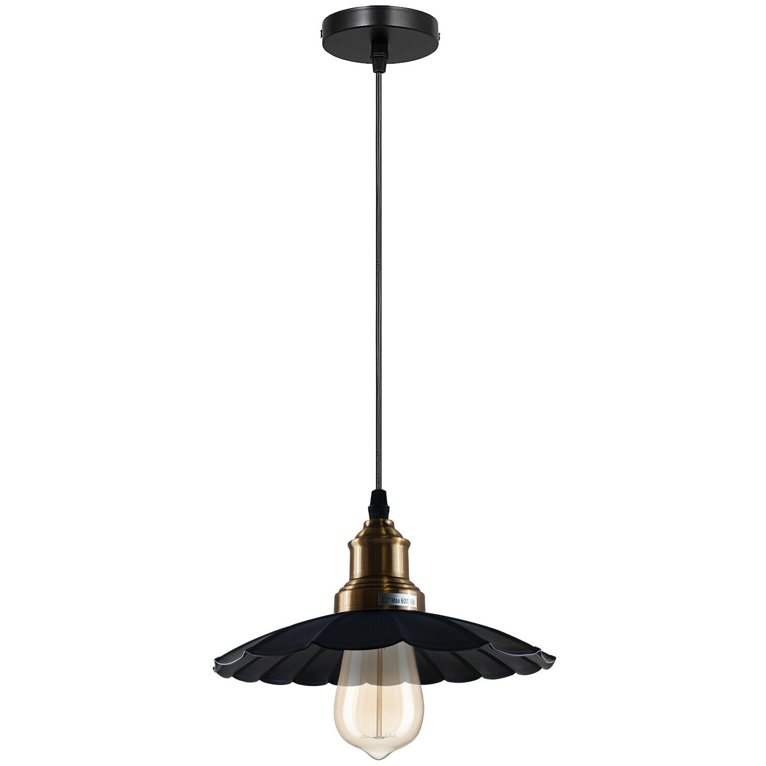 Black Wavy Metal Ceiling Pendant Light~1489 - LEDSone UK Ltd