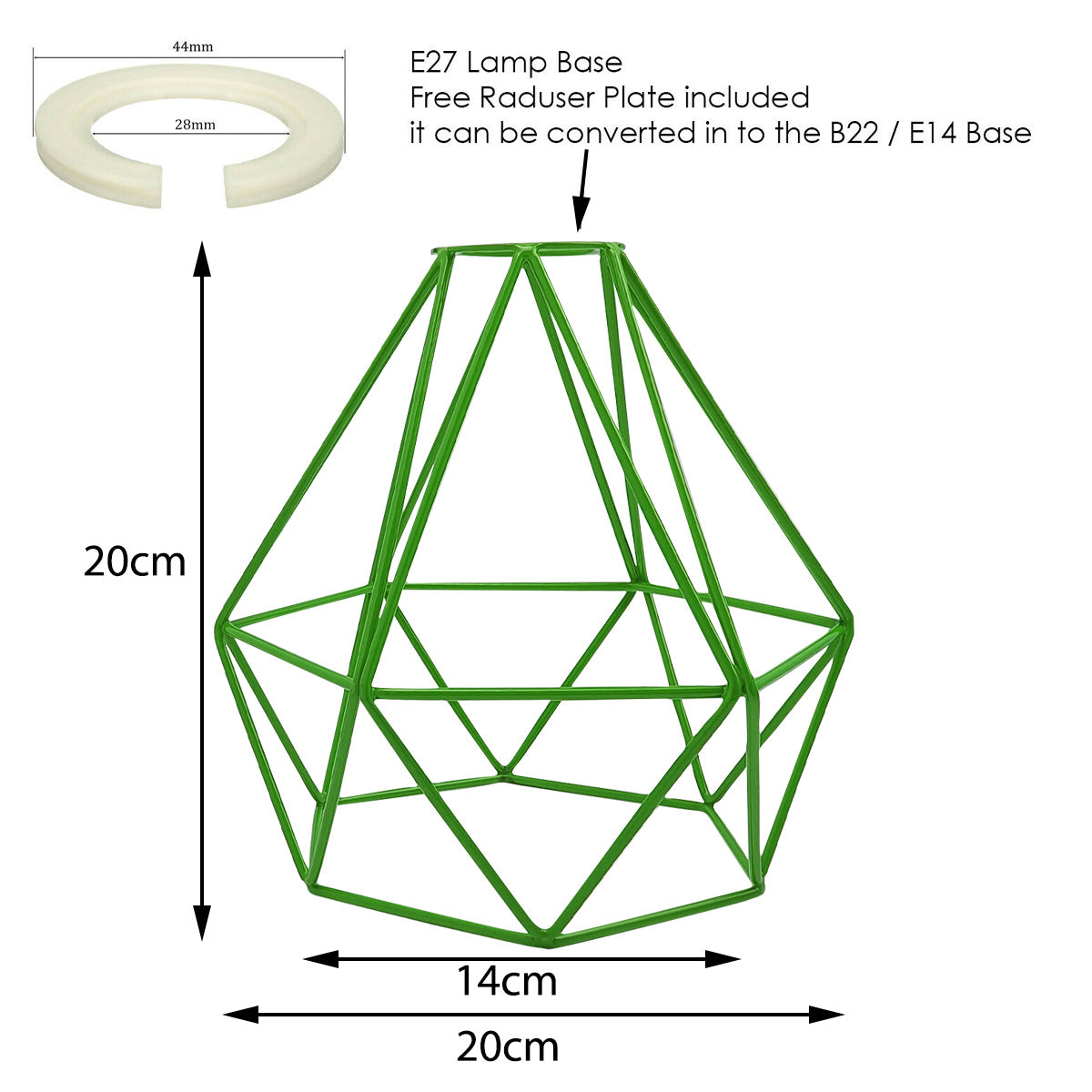 Industrial Metal Ceiling Pendant Light Shade Geometric Wire Cage Green Lampshade~1903 - LEDSone UK Ltd