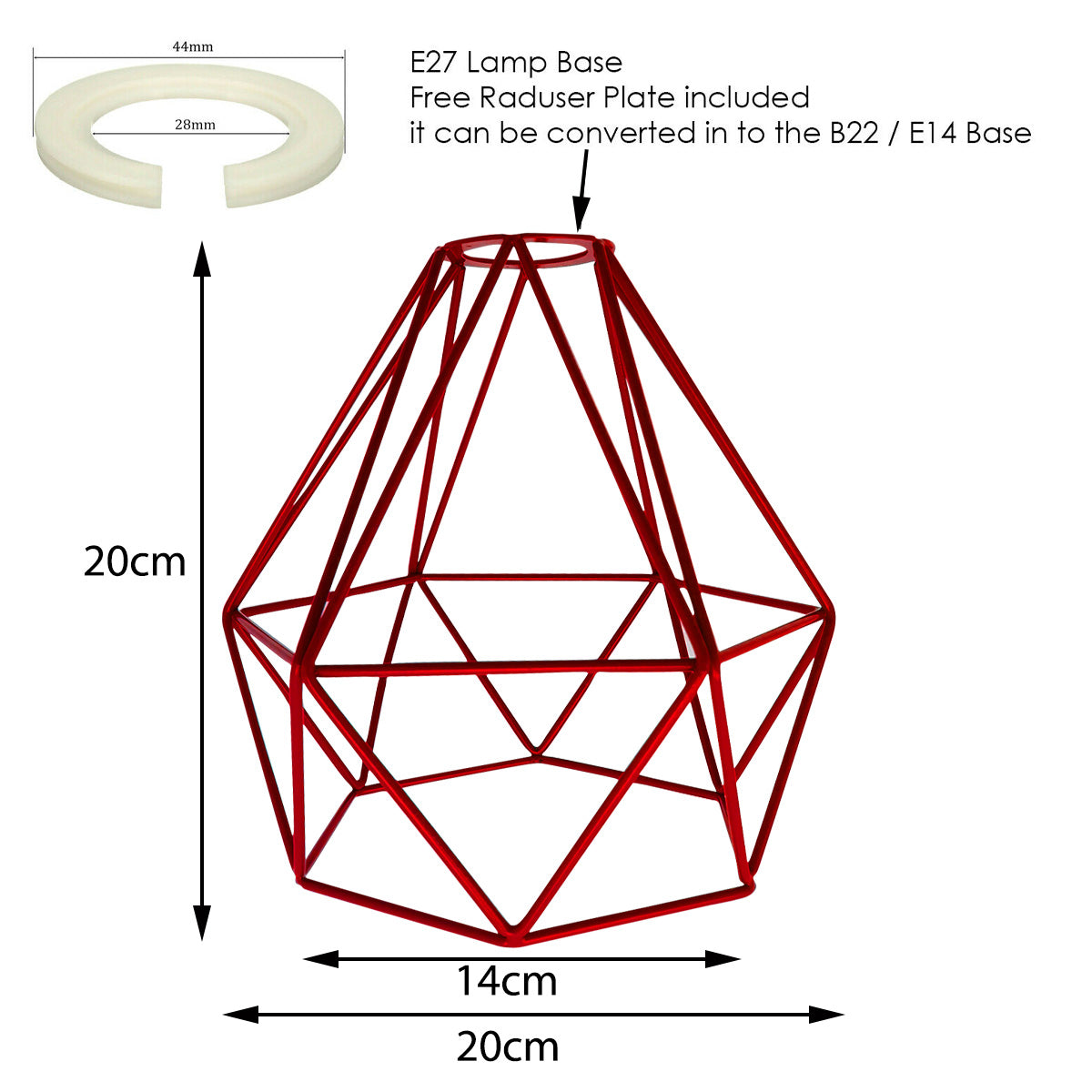 Vintage Red Metal Cage Industrial Wire Frame Pendant Light Loft Ceiling Lamp Shade~1902 - LEDSone UK Ltd