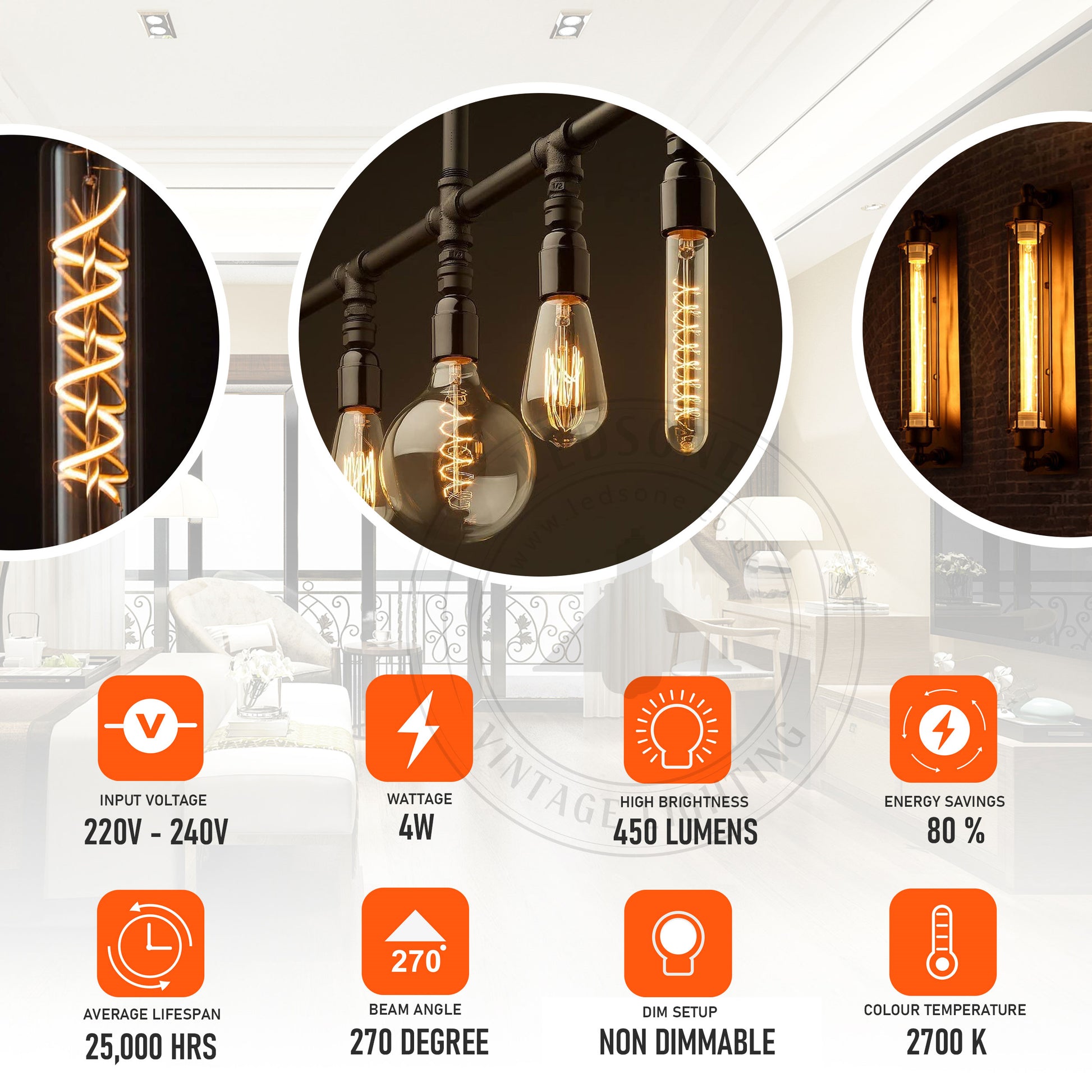 LED E27 T185 4W Non Dimmable Bulb