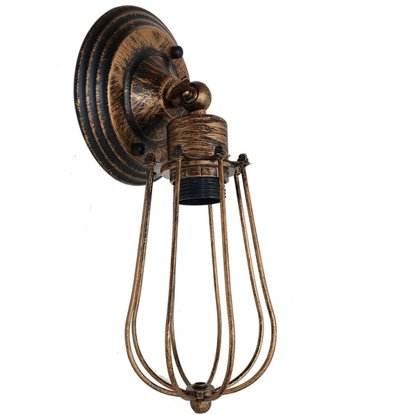 Vintage Industrial Cage Wall Sconce Ceiling Light Porch Lamp ~3549 – Brushed Copper / No