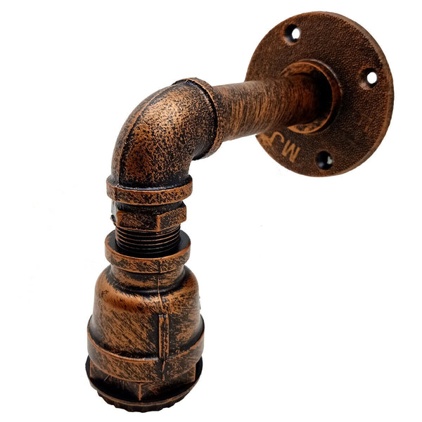 Retro industrial Pipe lighting sconce water pipe wall light steam punk~1504 – Rustic Red / No