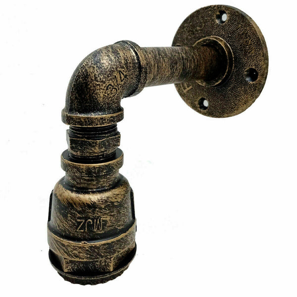 Retro industrial Pipe lighting sconce water pipe wall light steam punk~1504 – Brushed Copper / No