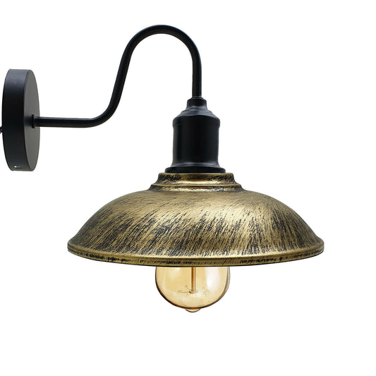 Brushed Brass Metal Wall Lights Industrial Style~1871 - LEDSone UK Ltd