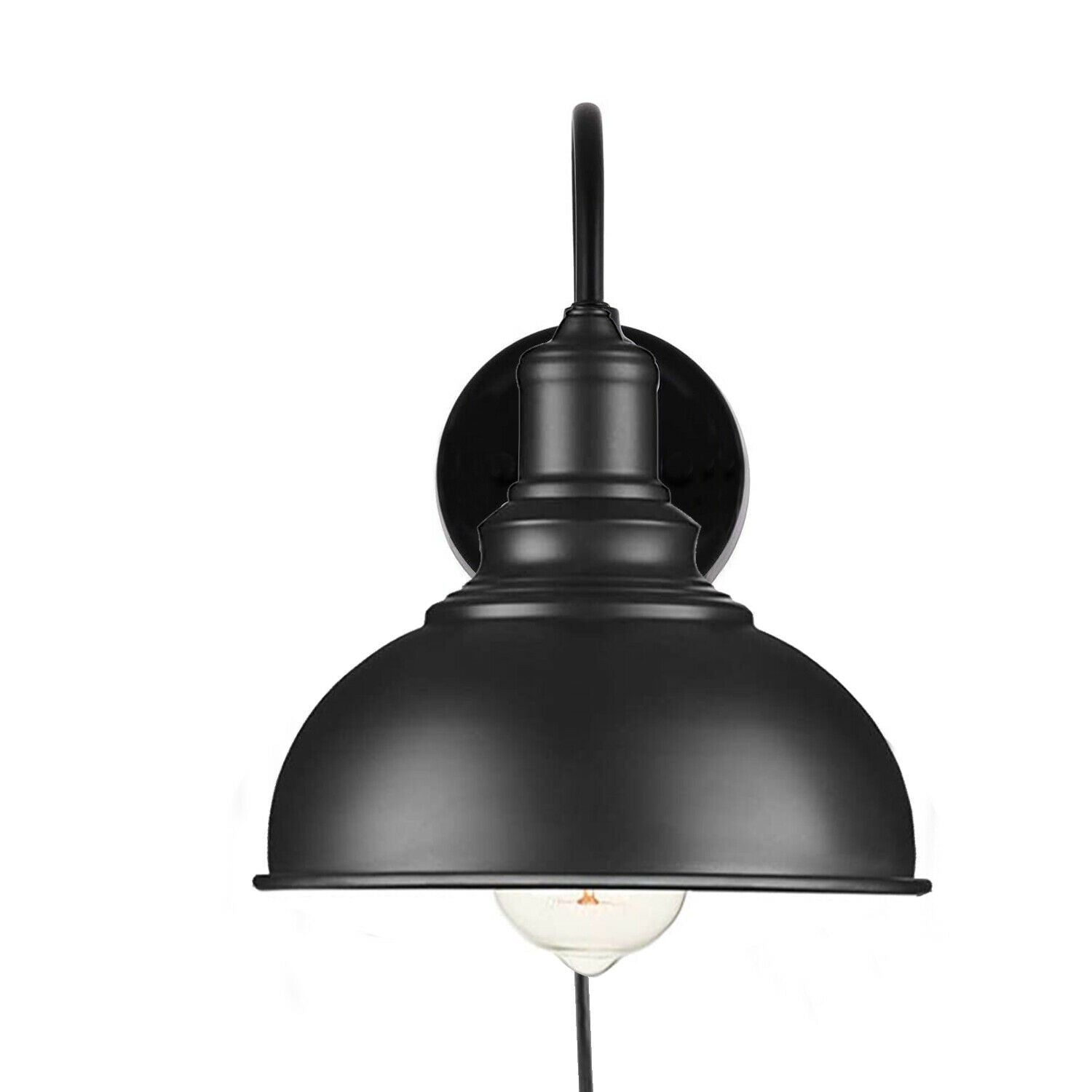 black metal lampshade Plug in wall light