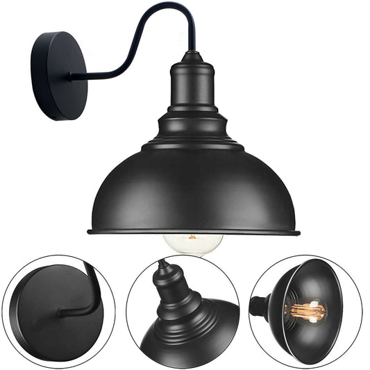 Wall Light with Switch Indoor Wall Industrial Vintage Wall Lamp with Plug Swing Arm Rotating E27 Black~1852 - LEDSone UK Ltd