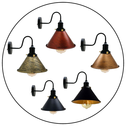 Industrial Metal Wall Light Fitting Vintage Cone shape Wall Sconce~3388 - LEDSone UK Ltd
