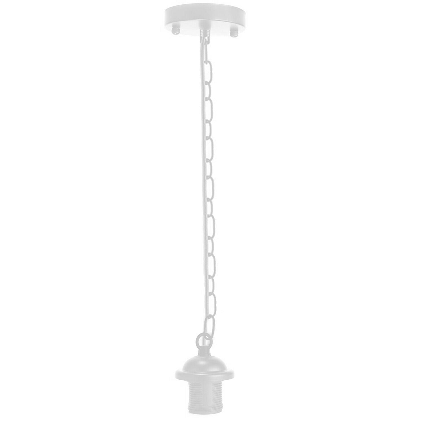 White Metal Ceiing E27 Lamp Holder Pendant Light With Chain~1779 - LEDSone UK Ltd