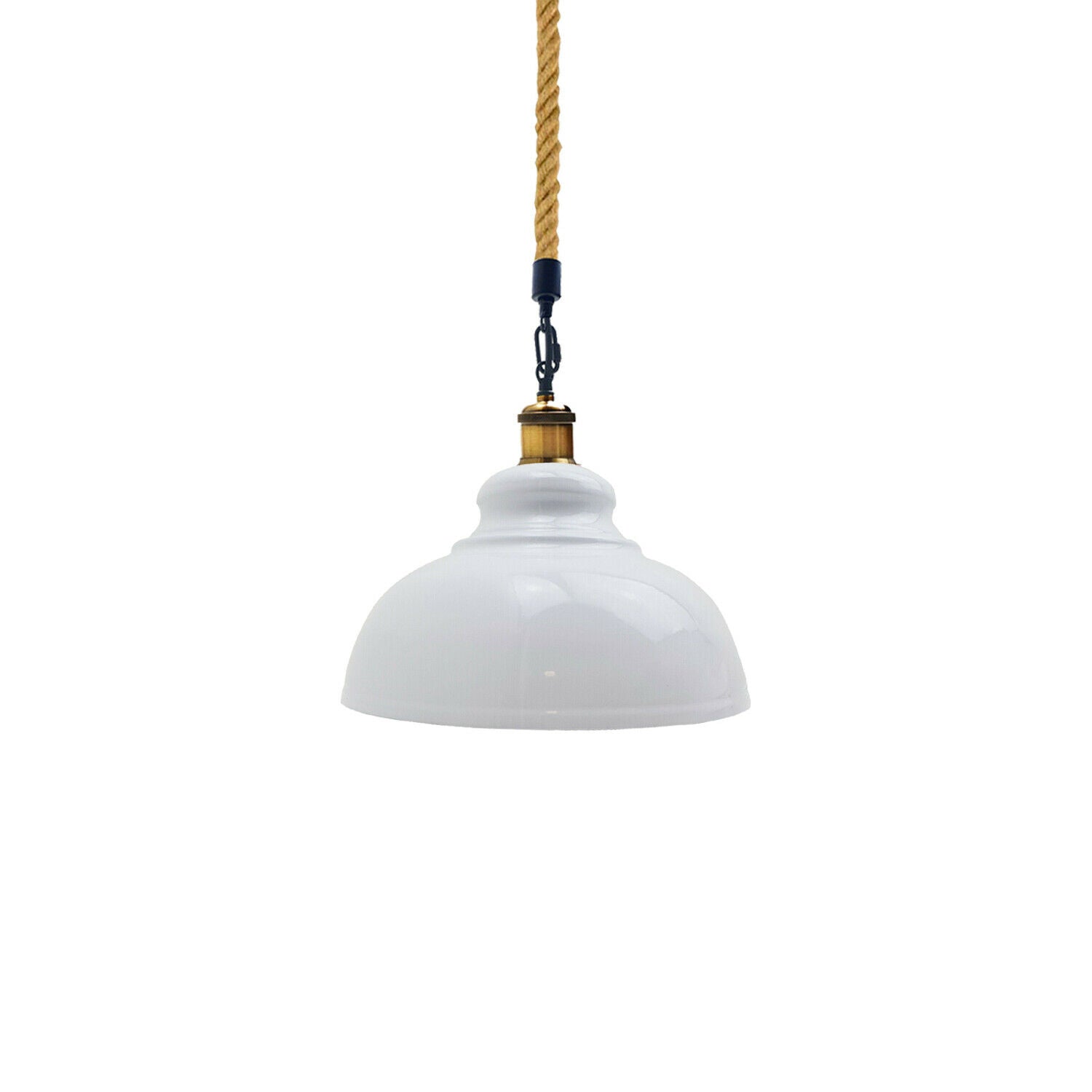 White Metal Ceiling Pendant Shade Modern Hemp Hanging Retro Light~1935 - LEDSone UK Ltd