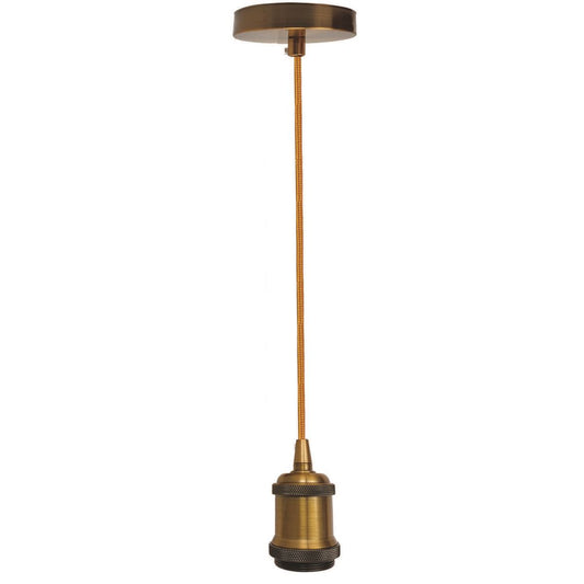 1m E27 Yellow Brass Pendant Light~1698 - LEDSone UK Ltd