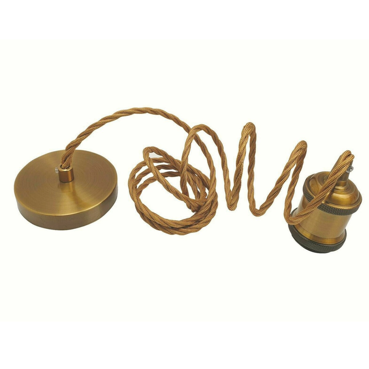 2m Gold Twisted Cable E27 Base Pendant Yellow Brass Holder~1736 - LEDSone UK Ltd