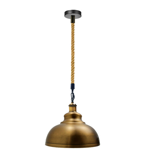 Yellow Brass Metal Ceiling Pendant Shade Modern Hemp Hanging Retro Light~1941 - LEDSone UK Ltd