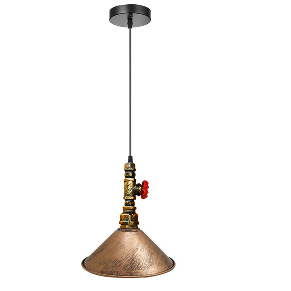 Industriële vintage plafondhanglampen, metalen pijp, geborstelde kleur, lampenkappen~1310 – Geborsteld koper