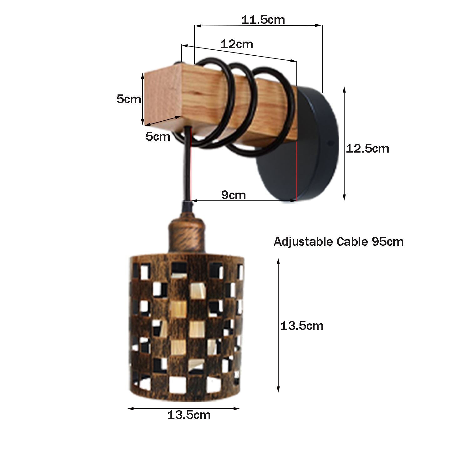 Vintage Industrial Retro Matel Wood Wall Lights Sconce Lamp Fixture UK~1343 - LEDSone UK Ltd