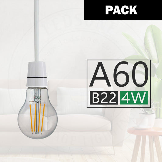 Multi Pack 4W A60 Bayonet LED Light Bulbs Glass 6000K Cool White B22 LED Filament Dimmable~4099