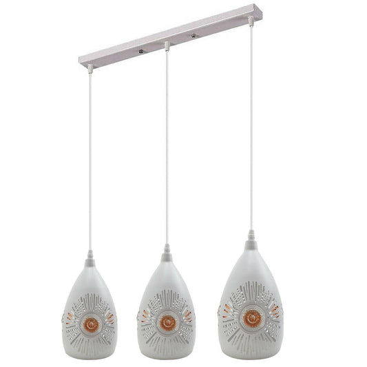Vintage Retro Industrial Loft 3 Head White Pendant Ceiling Light Retro Lamp UK~1426 - LEDSone UK Ltd