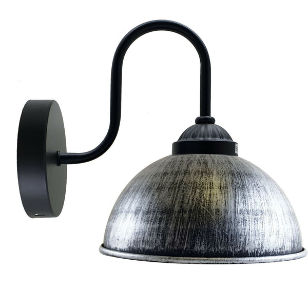 Retro Wall Lamp with Dome Metal Shade, E27 Indoor Wall Lighting Fixtures~1264 – Without Bulb / Brushed Silver
