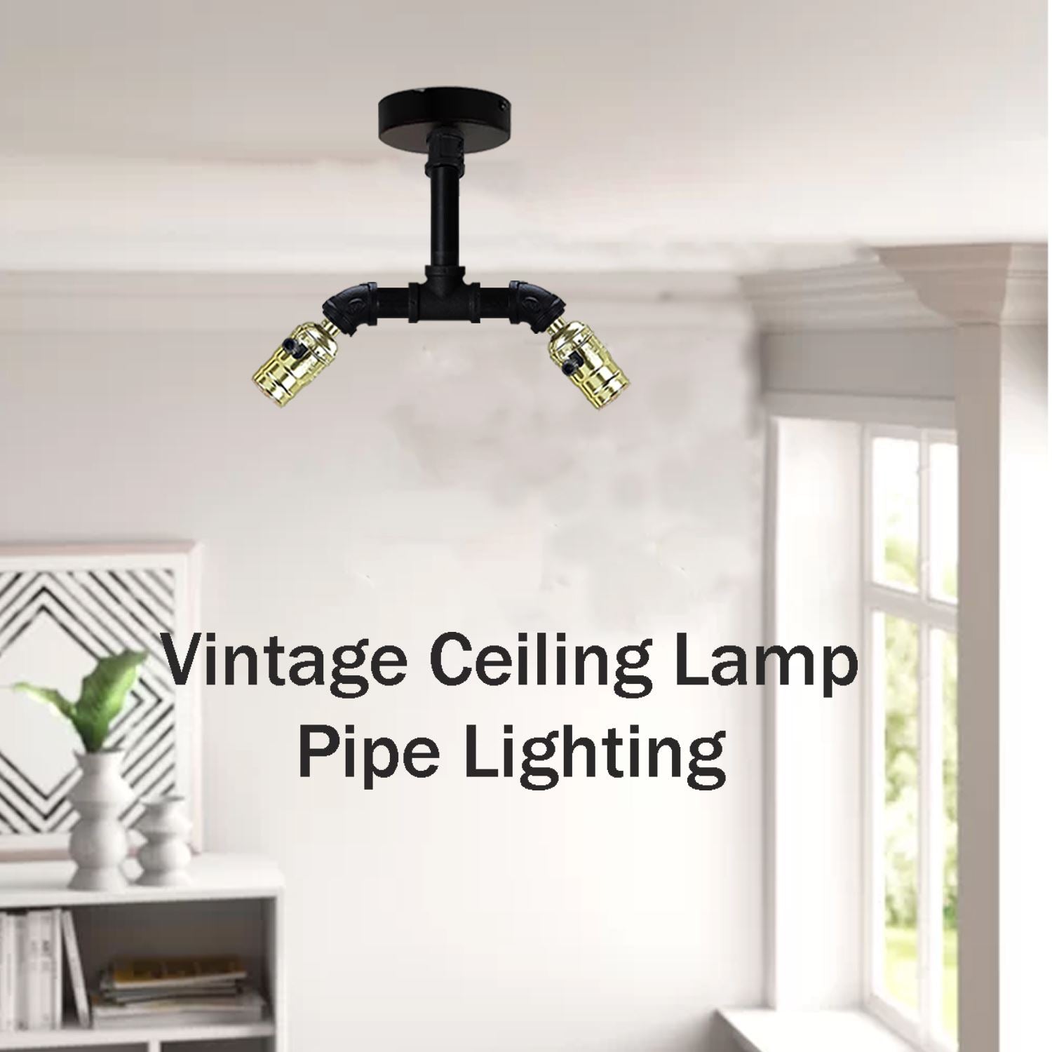 Modern Vintage Industrial Retro Loft Ceiling Lamp Shade Pendant Pipe Light 
