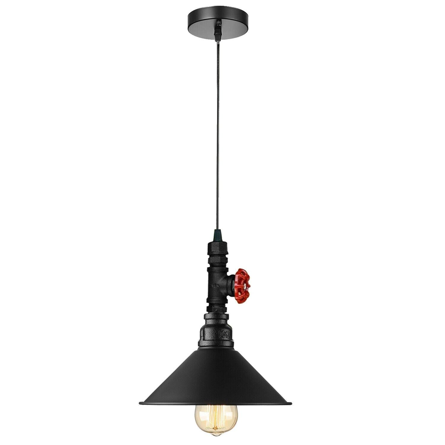 Industrial Vintage Ceiling Pendant Lights Metal Pipe Brushed Colour Lampshades~1310 - LEDSone UK Ltd
