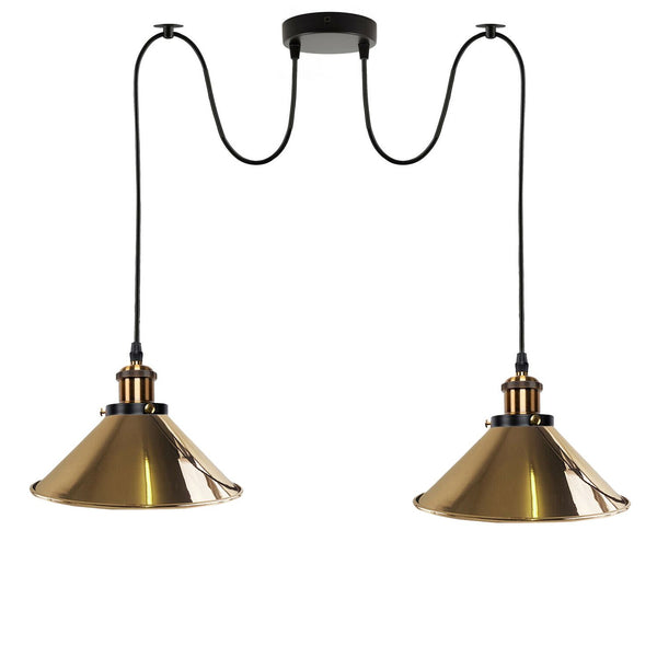 2-way Retro Industrial ceiling cable E27 Hanging lamp pendant light~3403 – French Gold / No